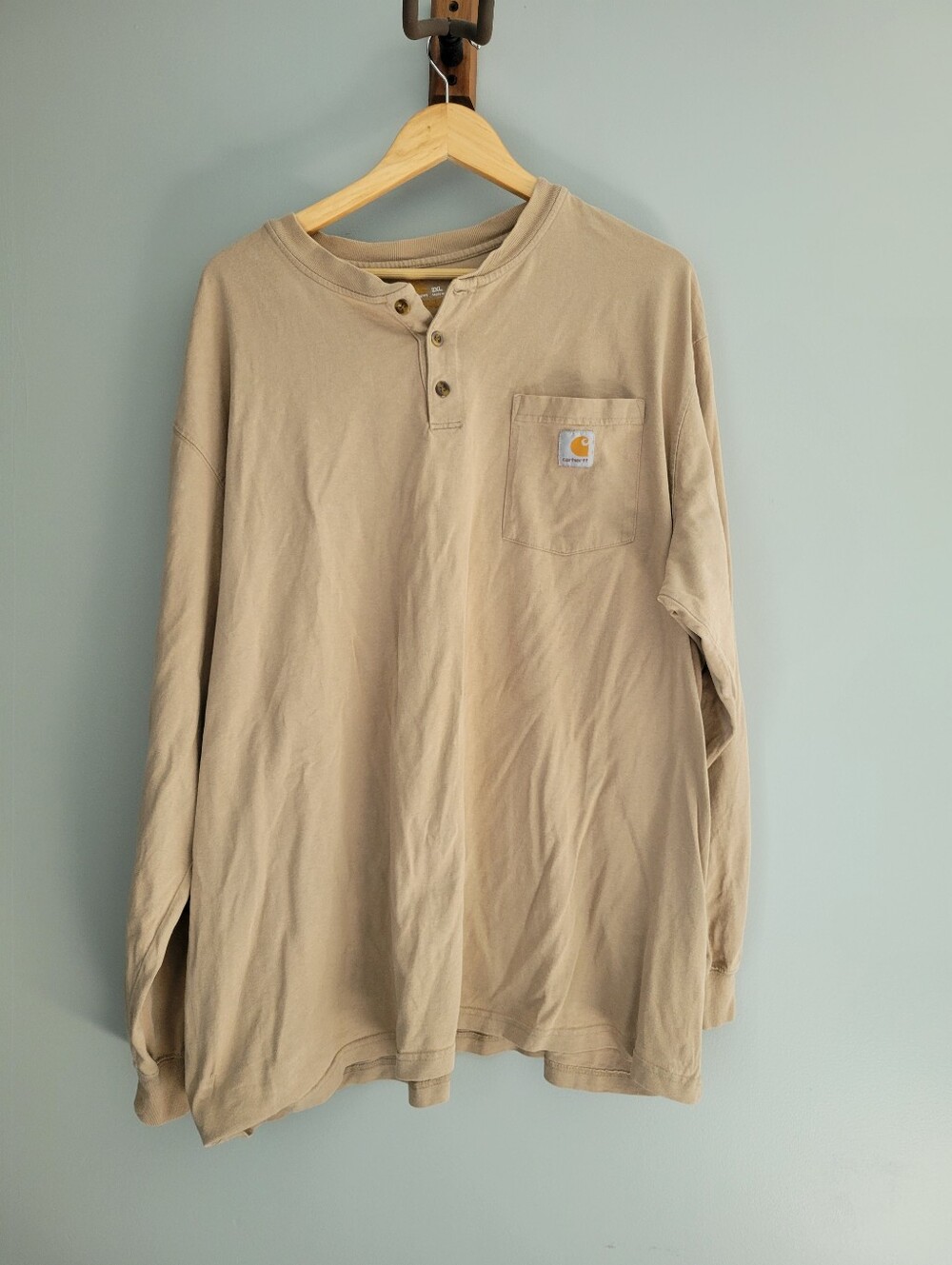 Carhartt Men's Size 2XL Regular Long Sleeve Henley Beige